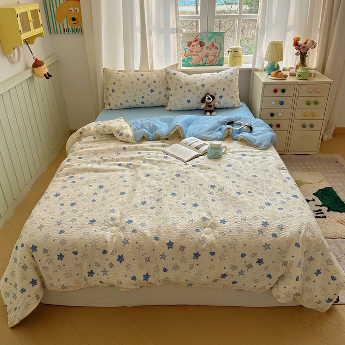 91家纺网 家纺一手货源 找家纺 初念 2026新款泡芙纱单夏被凉糖系列（凉而不冰的触感，清凉与柔软兼得） 凉糖-贝壳星