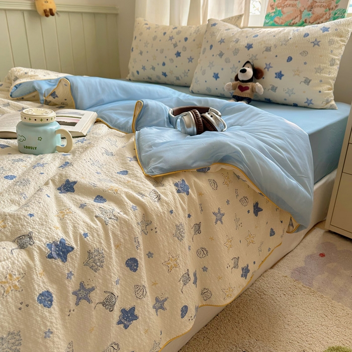 91家纺网 家纺一手货源 找家纺 初念 2026新款泡芙纱单夏被凉糖系列（凉而不冰的触感，清凉与柔软兼得） 凉糖-贝壳星