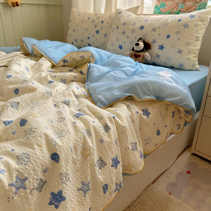 91家纺网 家纺一手货源 找家纺 初念 2026新款泡芙纱单夏被凉糖系列（凉而不冰的触感，清凉与柔软兼得） 凉糖-贝壳星