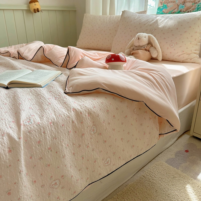 91家纺网 家纺一手货源 找家纺 初念 2026新款泡芙纱单夏被凉糖系列（凉而不冰的触感，清凉与柔软兼得） 凉糖-春日甜桃心 粉