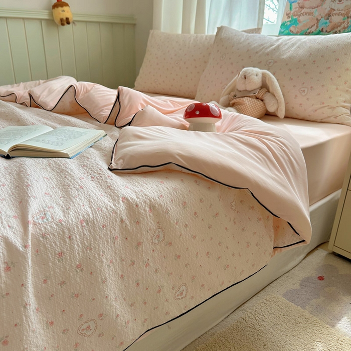 91家纺网 家纺一手货源 找家纺 初念 2026新款泡芙纱单夏被凉糖系列（凉而不冰的触感，清凉与柔软兼得） 凉糖-春日甜桃心 粉