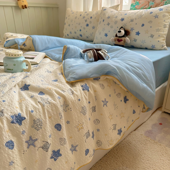 91家纺网 家纺一手货源 找家纺 初念 2026新款泡芙纱单夏被凉糖系列（凉而不冰的触感，清凉与柔软兼得） 凉糖-贝壳星