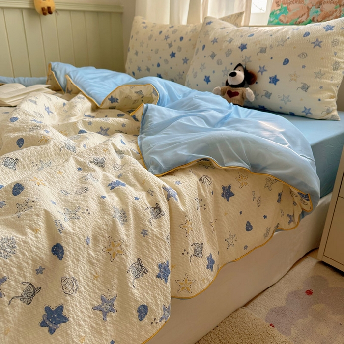 91家纺网 家纺一手货源 找家纺 初念 2026新款泡芙纱单夏被凉糖系列（凉而不冰的触感，清凉与柔软兼得） 凉糖-贝壳星