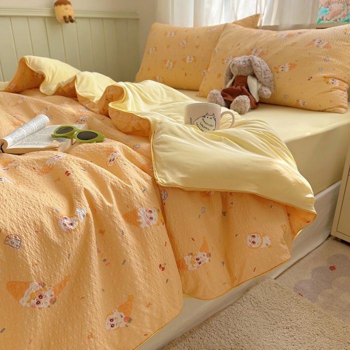 91家纺网 家纺一手货源 找家纺 初念 2026新款泡芙纱单夏被凉糖系列（凉而不冰的触感，清凉与柔软兼得） 凉糖-冰淇淋星星