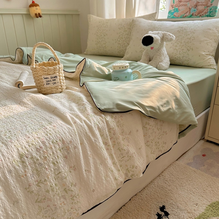 91家纺网 家纺一手货源 找家纺 初念 2026新款泡芙纱单夏被凉糖系列（凉而不冰的触感，清凉与柔软兼得） 凉糖-浅夏花信