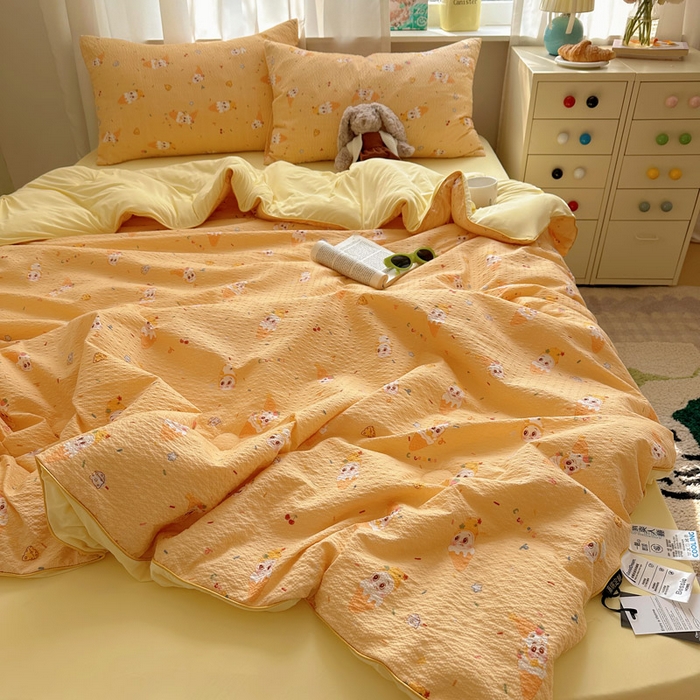 91家纺网 家纺一手货源 找家纺 初念 2026新款泡芙纱单夏被凉糖系列（凉而不冰的触感，清凉与柔软兼得） 凉糖-冰淇淋星星