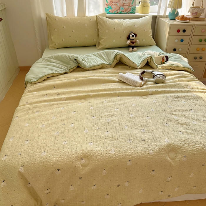 91家纺网 家纺一手货源 找家纺 初念 2026新款泡芙纱单夏被凉糖系列（凉而不冰的触感，清凉与柔软兼得） 凉糖-抹茶南瓜