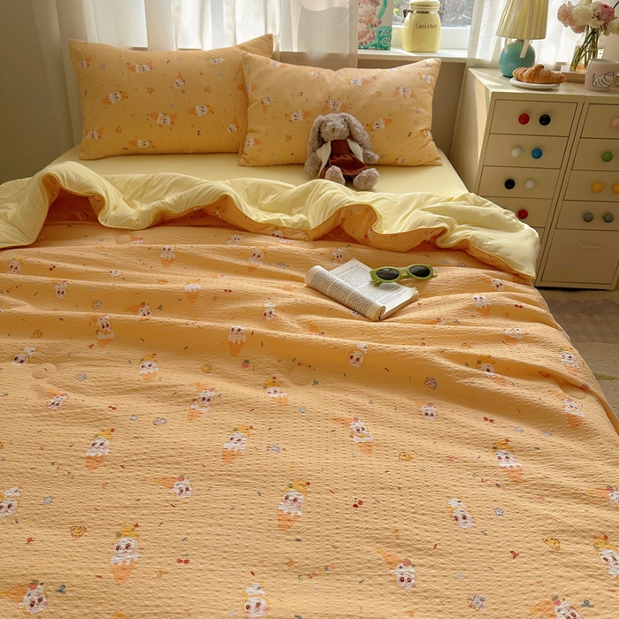 91家纺网 家纺一手货源 找家纺 初念 2026新款泡芙纱单夏被凉糖系列（凉而不冰的触感，清凉与柔软兼得） 凉糖-冰淇淋星星