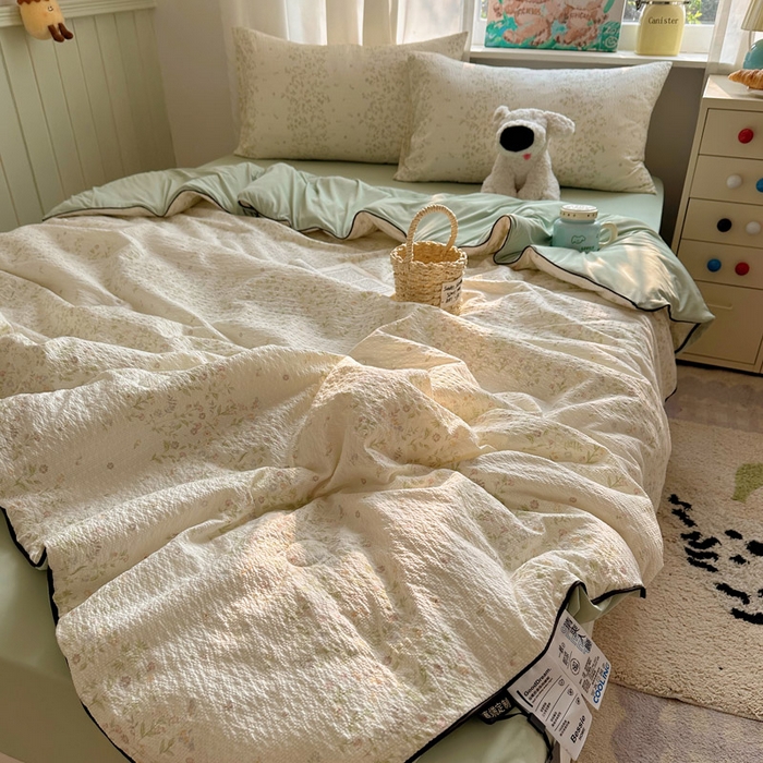 91家纺网 家纺一手货源 找家纺 初念 2026新款泡芙纱单夏被凉糖系列（凉而不冰的触感，清凉与柔软兼得） 凉糖-浅夏花信