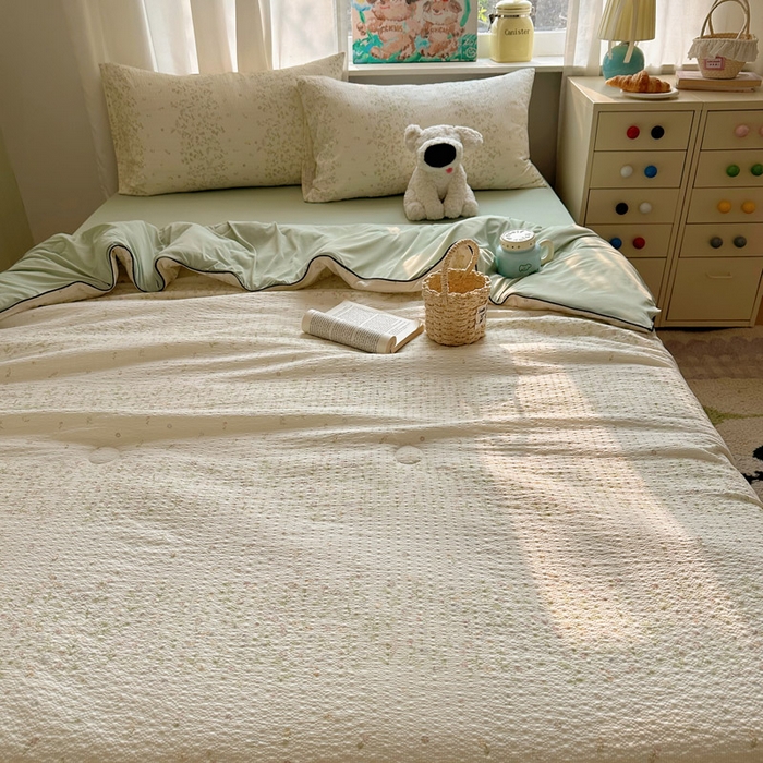 91家纺网 家纺一手货源 找家纺 初念 2026新款泡芙纱单夏被凉糖系列（凉而不冰的触感，清凉与柔软兼得） 凉糖-浅夏花信