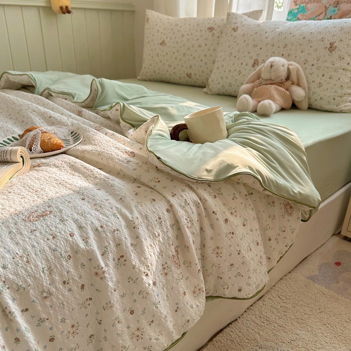91家纺网 家纺一手货源 找家纺 初念 2026新款泡芙纱单夏被凉糖系列（凉而不冰的触感，清凉与柔软兼得） 凉糖-木马小花团