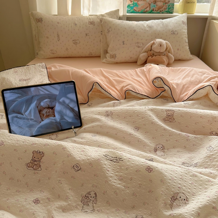 91家纺网 家纺一手货源 找家纺 初念 2026新款泡芙纱单夏被凉糖系列（凉而不冰的触感，清凉与柔软兼得） 凉糖-悦悦小兔