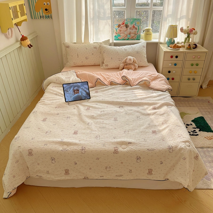 91家纺网 家纺一手货源 找家纺 初念 2026新款泡芙纱单夏被凉糖系列（凉而不冰的触感，清凉与柔软兼得） 凉糖-悦悦小兔