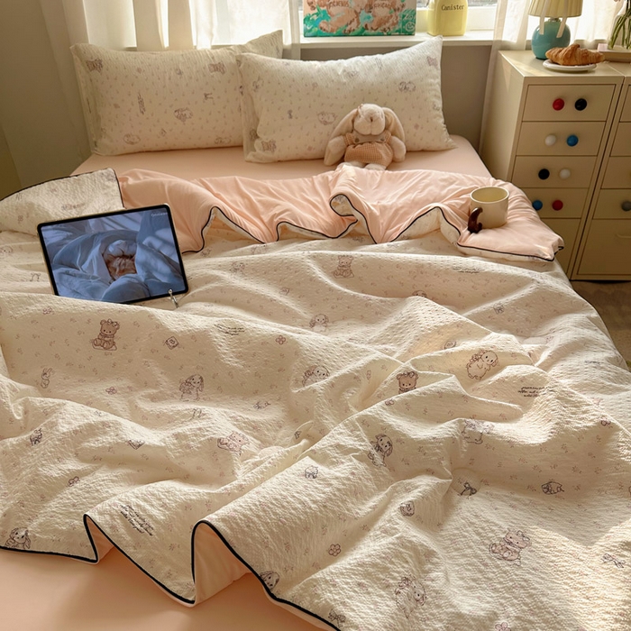 91家纺网 家纺一手货源 找家纺 初念 2026新款泡芙纱单夏被凉糖系列（凉而不冰的触感，清凉与柔软兼得） 凉糖-悦悦小兔