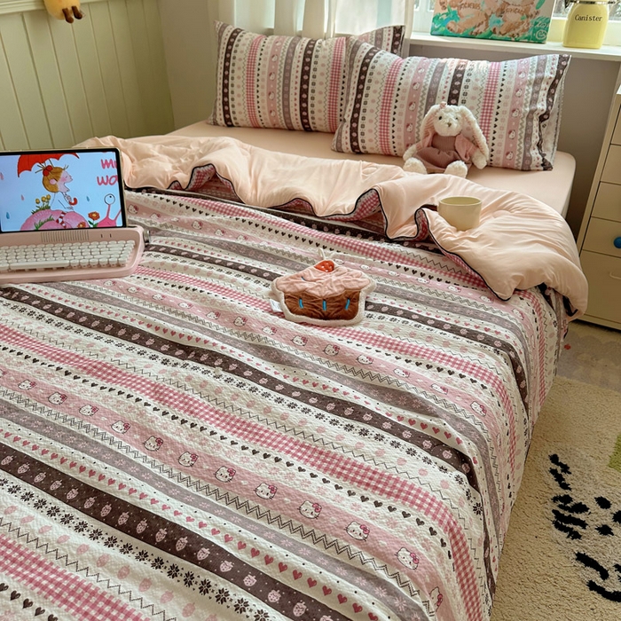 91家纺网 家纺一手货源 找家纺 初念 2026新款泡芙纱单夏被凉糖系列（凉而不冰的触感，清凉与柔软兼得） 凉糖-猫咪集 粉