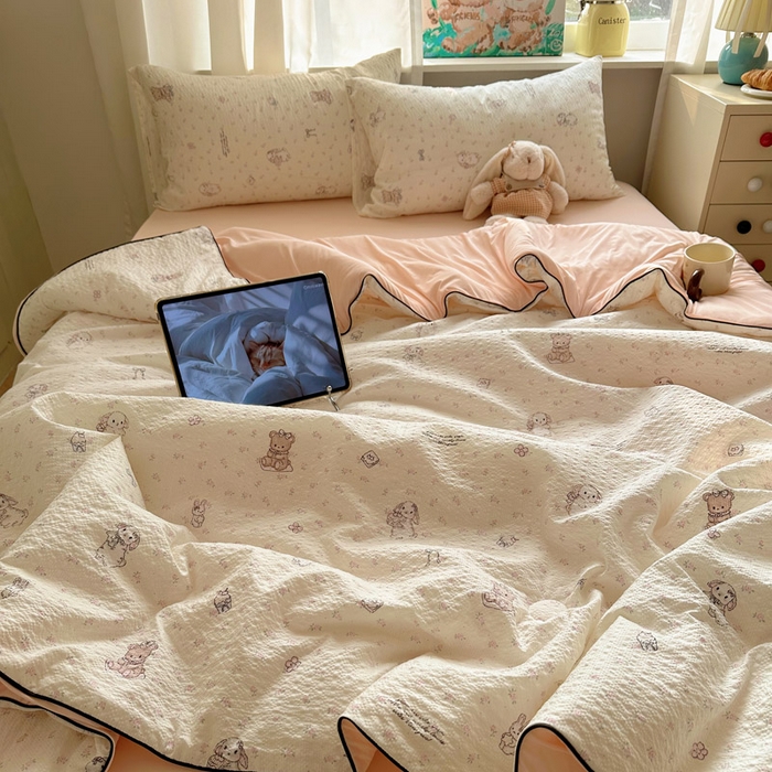 91家纺网 家纺一手货源 找家纺 初念 2026新款泡芙纱单夏被凉糖系列（凉而不冰的触感，清凉与柔软兼得） 凉糖-悦悦小兔