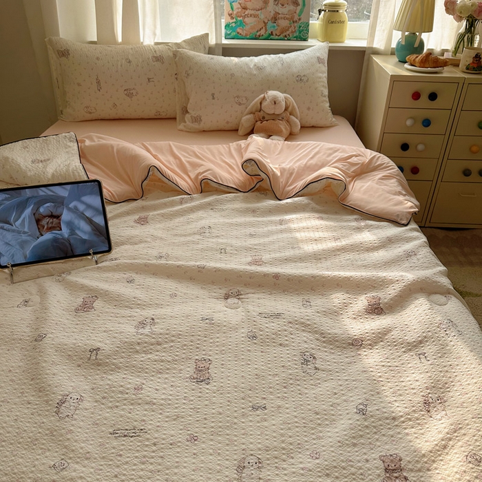 91家纺网 家纺一手货源 找家纺 初念 2026新款泡芙纱单夏被凉糖系列（凉而不冰的触感，清凉与柔软兼得） 凉糖-悦悦小兔