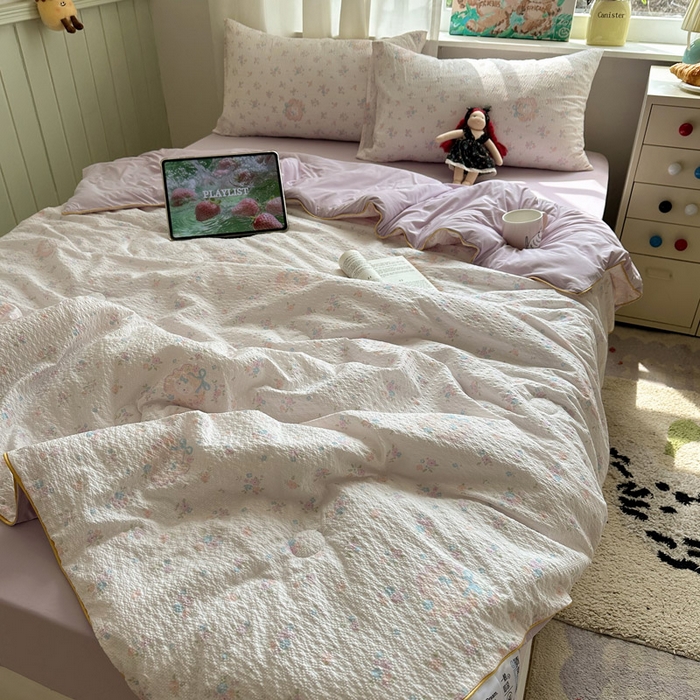 91家纺网 家纺一手货源 找家纺 初念 2026新款泡芙纱单夏被凉糖系列（凉而不冰的触感，清凉与柔软兼得） 凉糖-碎花藏甜