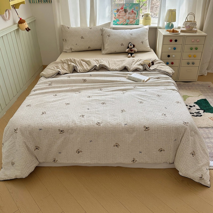 91家纺网 家纺一手货源 找家纺 初念 2026新款泡芙纱单夏被凉糖系列（凉而不冰的触感，清凉与柔软兼得） 凉糖-织纹木马迹