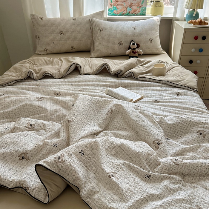 91家纺网 家纺一手货源 找家纺 初念 2026新款泡芙纱单夏被凉糖系列（凉而不冰的触感，清凉与柔软兼得） 凉糖-织纹木马迹