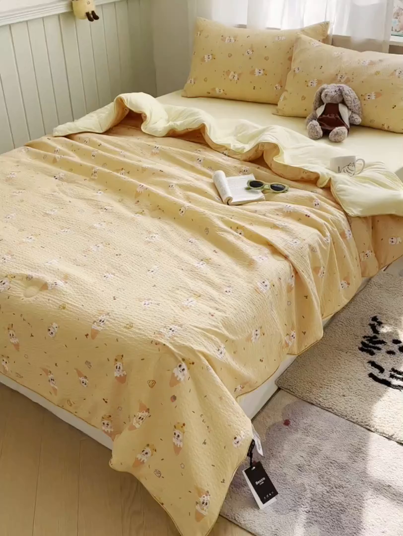 91家纺网 家纺一手货源 找家纺 初念 2026新款泡芙纱单夏被凉糖系列（凉而不冰的触感，清凉与柔软兼得） 凉糖-冰淇淋星星