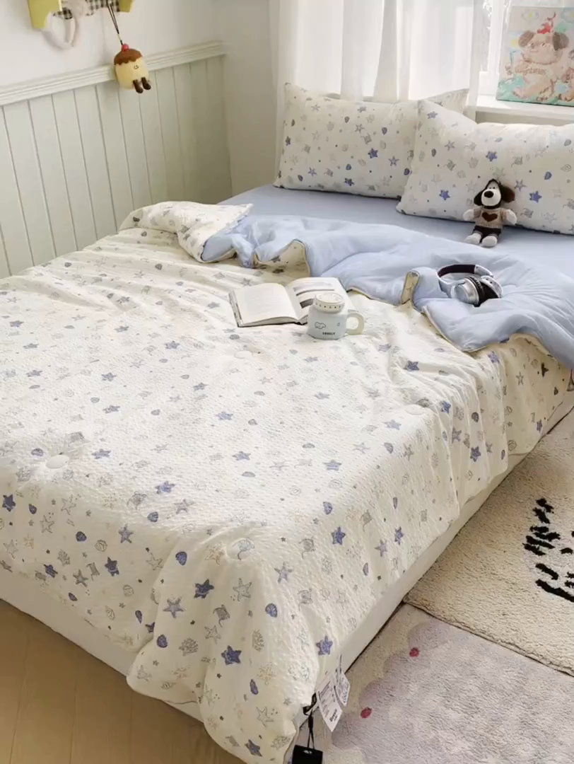 91家纺网 家纺一手货源 找家纺 初念 2026新款泡芙纱单夏被凉糖系列（凉而不冰的触感，清凉与柔软兼得） 凉糖-贝壳星