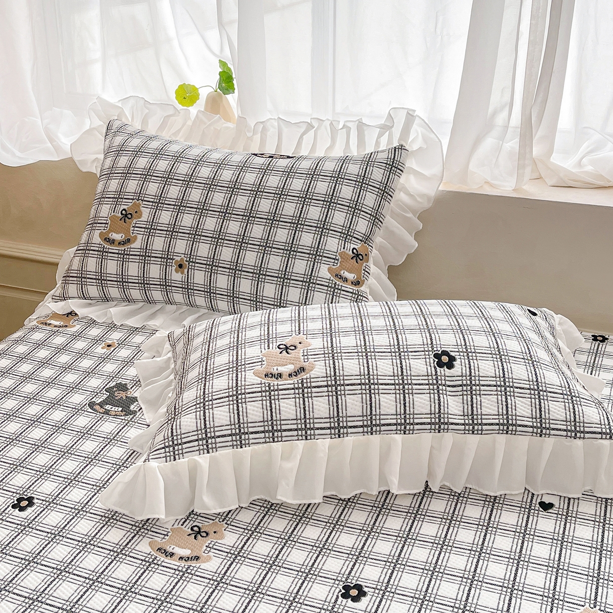 91家纺网 家纺一手货源 找家纺 情恒家纺 2026新款PE卡通提花床盖席席子凉席三件套摇摇马 摇摇马-曜黑