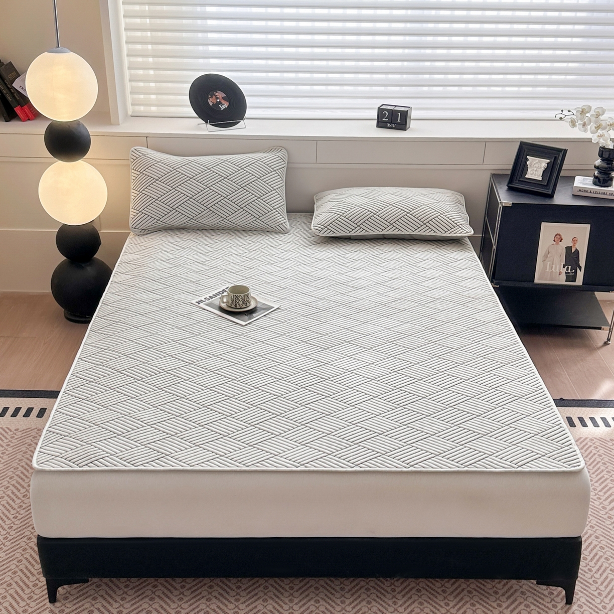 91家纺网 家纺一手货源 找家纺 欧邦 2026新款PE中分子凉豆豆软席包边款外贸凉垫韩国出口可定制 菱形格