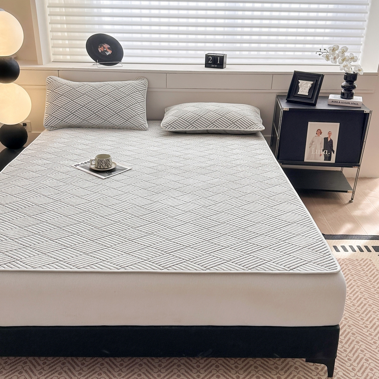 91家纺网 家纺一手货源 找家纺 欧邦 2026新款PE中分子凉豆豆软席包边款外贸凉垫韩国出口可定制 菱形格