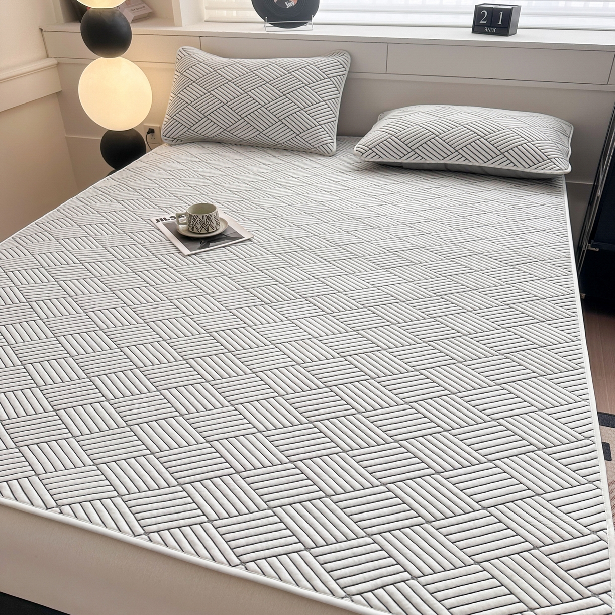 91家纺网 家纺一手货源 找家纺 欧邦 2026新款PE中分子凉豆豆软席包边款外贸凉垫韩国出口可定制 菱形格