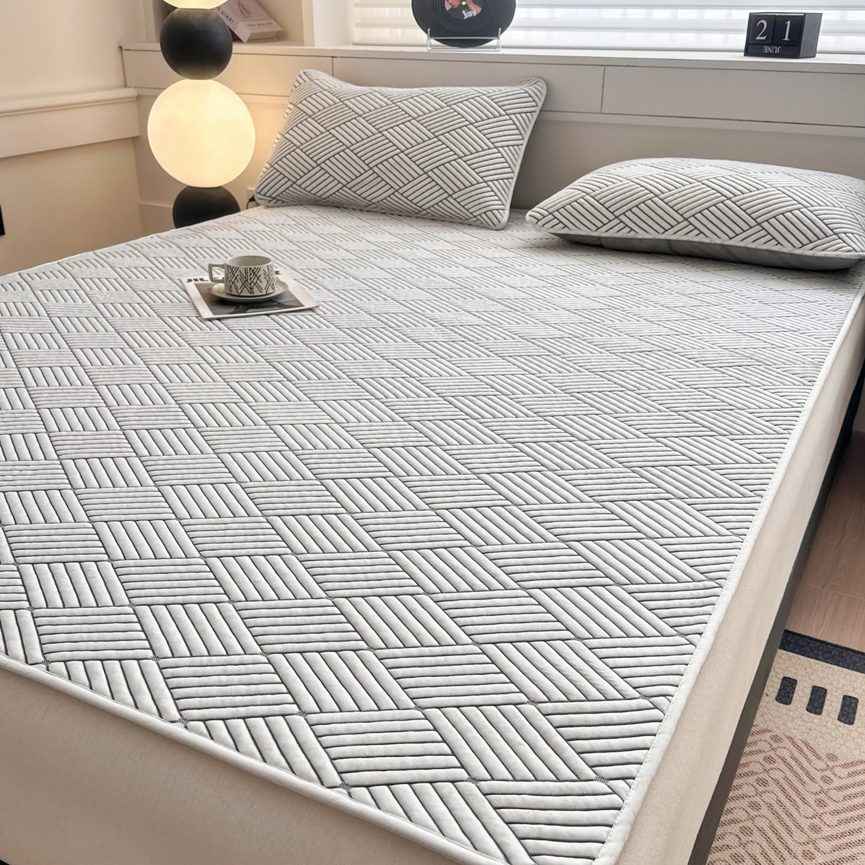 91家纺网 家纺一手货源 找家纺 欧邦 2026新款PE中分子凉豆豆软席包边款外贸凉垫韩国出口可定制 菱形格