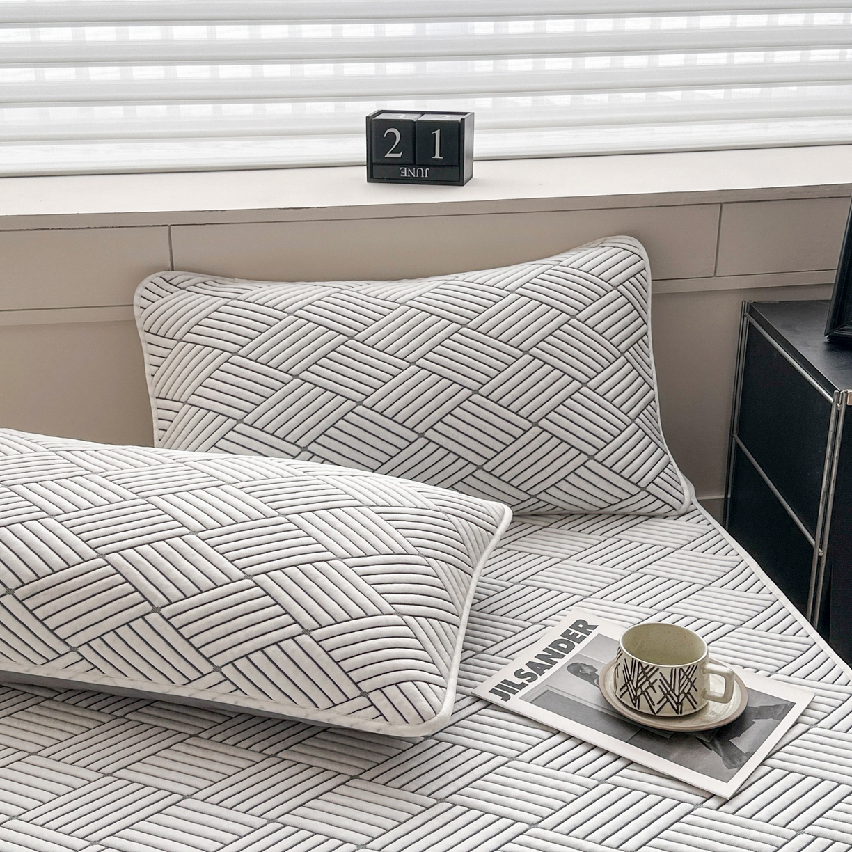 91家纺网 家纺一手货源 找家纺 欧邦 2026新款PE中分子凉豆豆软席包边款外贸凉垫韩国出口可定制 菱形格