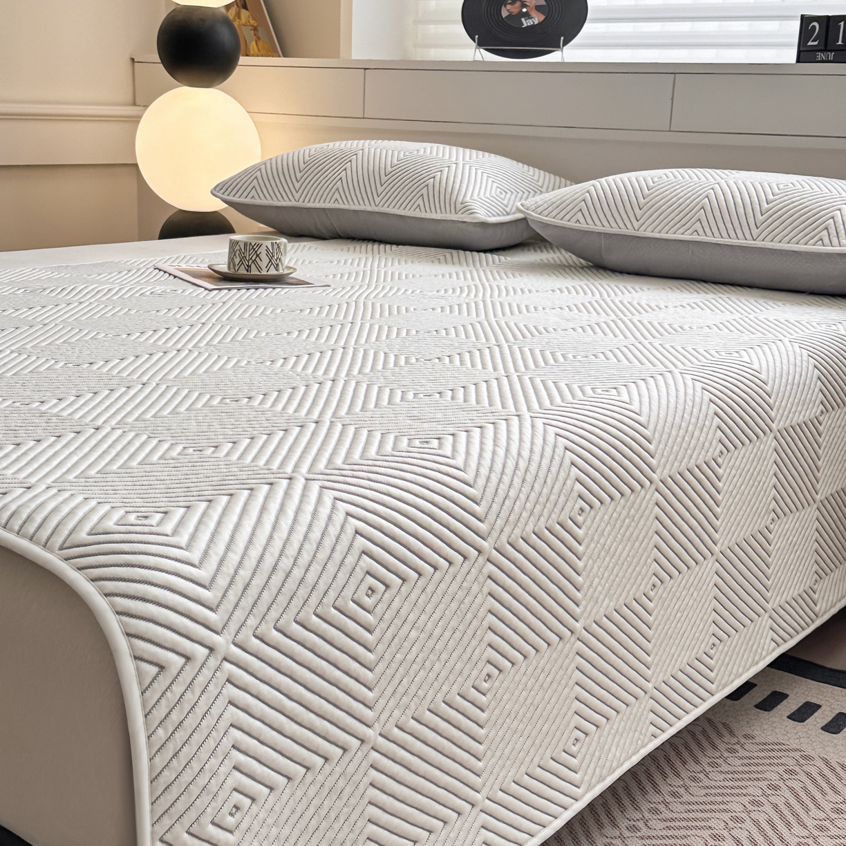 91家纺网 家纺一手货源 找家纺 （总）欧邦 2026新款PE中分子凉豆豆软席包边款外贸凉垫韩国出口可定制