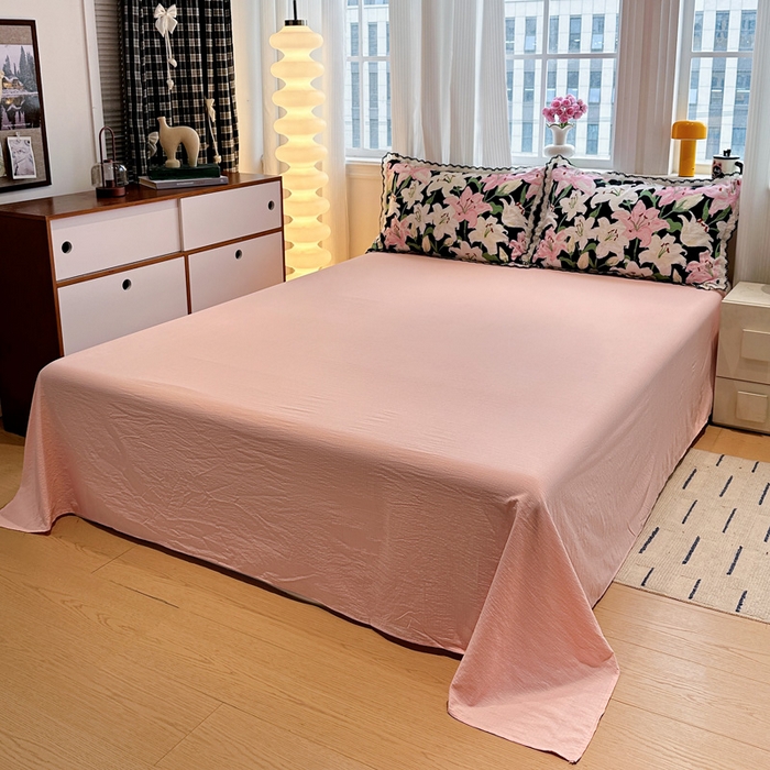 91家纺网 家纺一手货源 找家纺 花伞家居 2026新款蕾丝花边皱皱双层纱夏被四件套含买家秀 夏被-盛开粉