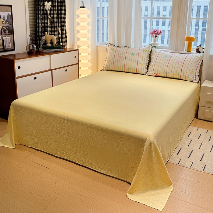 91家纺网 家纺一手货源 找家纺 花伞家居 2026新款蕾丝花边皱皱双层纱夏被四件套含买家秀 夏被-彩色可爱