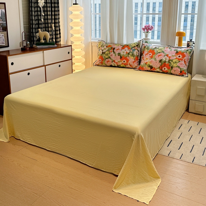 91家纺网 家纺一手货源 找家纺 花伞家居 2026新款蕾丝花边皱皱双层纱夏被四件套含买家秀 夏被-热情绚烂