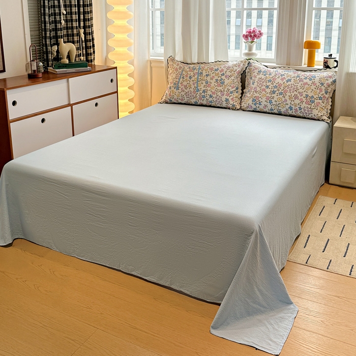 91家纺网 家纺一手货源 找家纺 花伞家居 2026新款蕾丝花边皱皱双层纱夏被四件套含买家秀 夏被-美丽花园