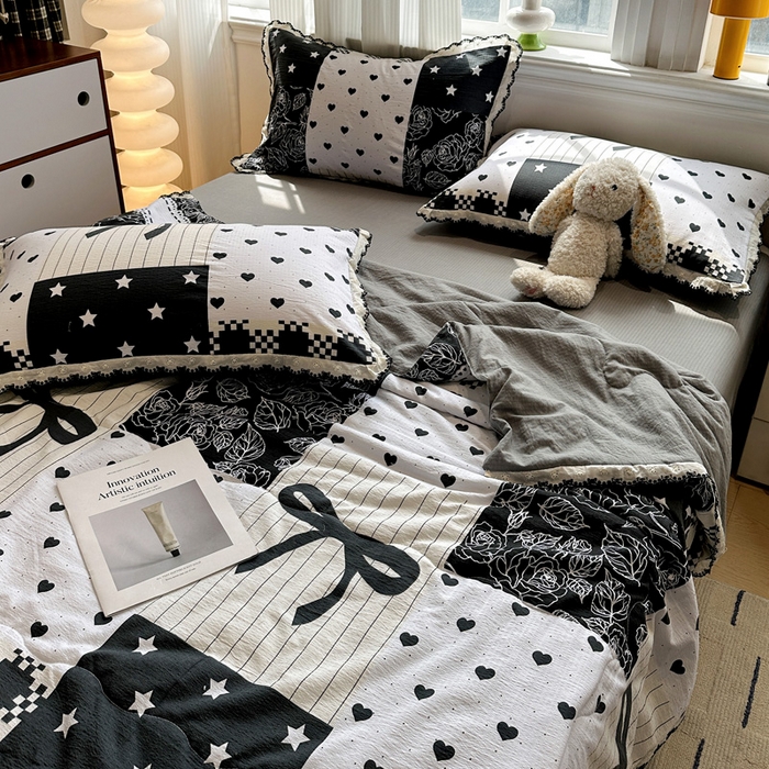 91家纺网 家纺一手货源 找家纺 花伞家居 2026新款蕾丝花边皱皱双层纱夏被四件套含买家秀 夏被-维壹