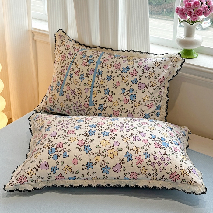 91家纺网 家纺一手货源 找家纺 花伞家居 2026新款蕾丝花边皱皱双层纱夏被四件套含买家秀 夏被-美丽花园