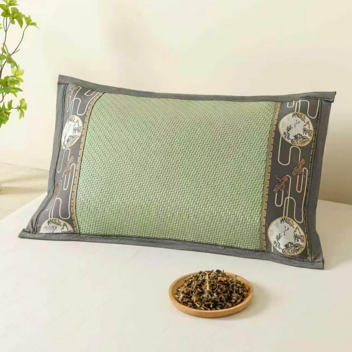 91家纺网 家纺一手货源 找家纺 （总）梦叶草 2026新款全荞麦壳枕头夏季冰丝藤席枕芯冰藤荞麦枕竹面竹条凉席枕枕头枕芯