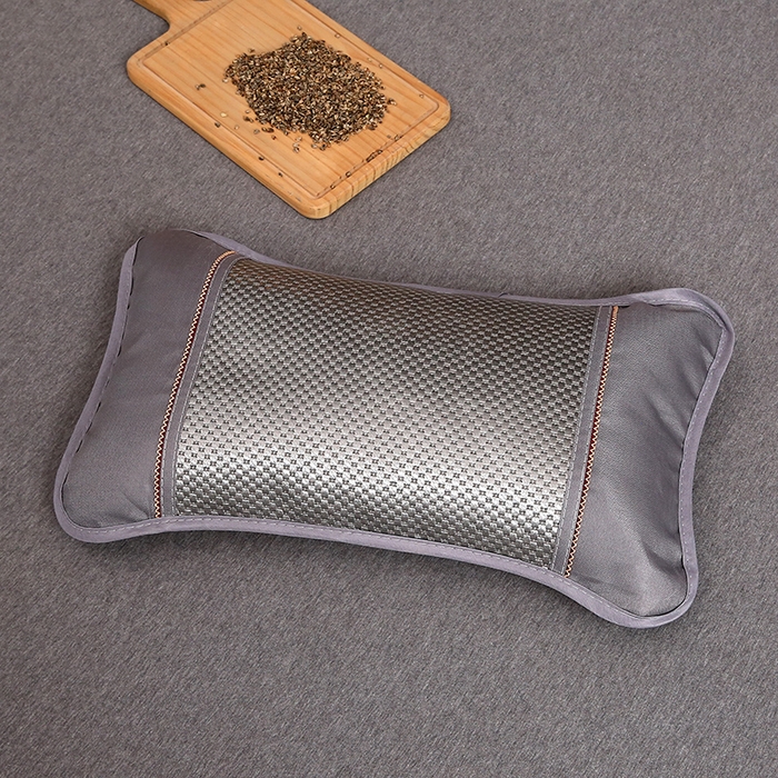 91家纺网 家纺一手货源 找家纺 梦叶草 2026新款全荞麦壳枕头夏季冰丝藤席枕芯冰藤荞麦枕竹面竹条凉席枕枕头枕芯 圆角冰藤荞麦枕-银色