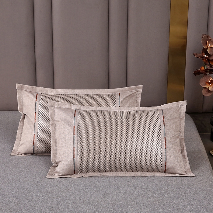 91家纺网 家纺一手货源 找家纺 梦叶草 2026新款全荞麦壳枕头夏季冰丝藤席枕芯冰藤荞麦枕竹面竹条凉席枕枕头枕芯 直角冰藤荞麦枕-浅米色