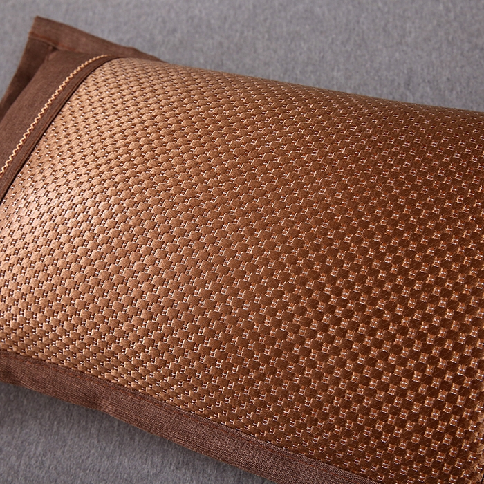 91家纺网 家纺一手货源 找家纺 梦叶草 2026新款全荞麦壳枕头夏季冰丝藤席枕芯冰藤荞麦枕竹面竹条凉席枕枕头枕芯 直角冰藤荞麦枕-咖色