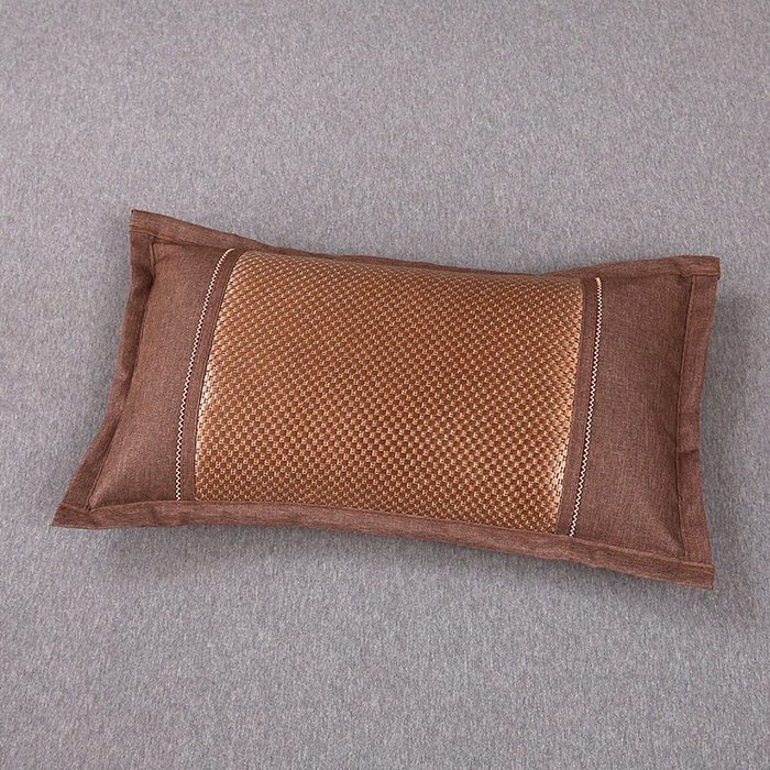 91家纺网 家纺一手货源 找家纺 梦叶草 2026新款全荞麦壳枕头夏季冰丝藤席枕芯冰藤荞麦枕竹面竹条凉席枕枕头枕芯 直角冰藤荞麦枕-咖色