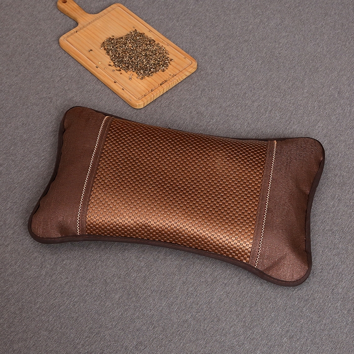 91家纺网 家纺一手货源 找家纺 梦叶草 2026新款全荞麦壳枕头夏季冰丝藤席枕芯冰藤荞麦枕竹面竹条凉席枕枕头枕芯 圆角冰藤荞麦枕-咖色