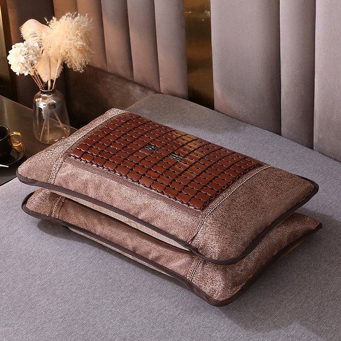 梦叶草 2026新款全荞麦壳枕头夏季冰丝藤席枕芯冰藤荞麦枕竹面竹条凉席枕枕头枕芯 圆角麻将荞麦枕-咖色