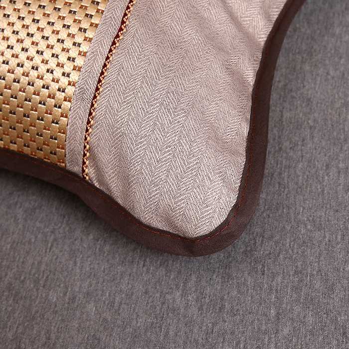 91家纺网 家纺一手货源 找家纺 梦叶草 2026新款全荞麦壳枕头夏季冰丝藤席枕芯冰藤荞麦枕竹面竹条凉席枕枕头枕芯 圆角冰藤荞麦枕-金色