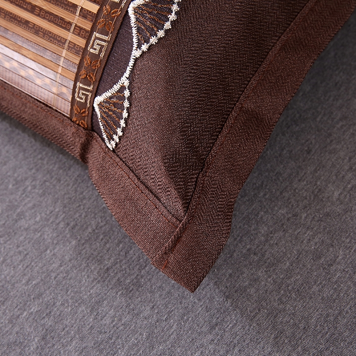 91家纺网 家纺一手货源 找家纺 梦叶草 2026新款全荞麦壳枕头夏季冰丝藤席枕芯冰藤荞麦枕竹面竹条凉席枕枕头枕芯 直角竹席荞麦枕-深咖色