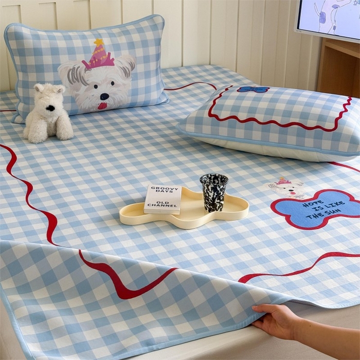 91家纺网 家纺一手货源 找家纺 顾里家纺 2026新款Chic风冰感纤维软席席子凉席 蓝格西高地