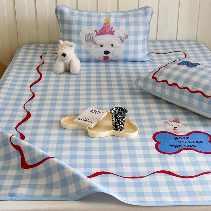 91家纺网 家纺一手货源 找家纺 顾里家纺 2026新款Chic风冰感纤维软席席子凉席 蓝格西高地